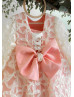 Long Sleeves Ivory Pink Elegant Flower Girl Dress